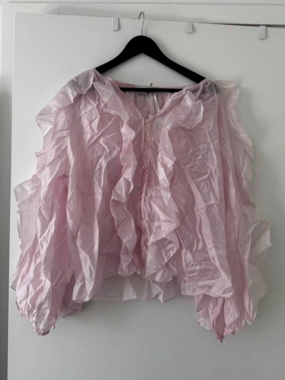 L'Esstiel Paris Pink Ruffle Long Sleeve Blouse NWT - Large